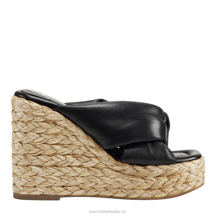 de Marc Fisher Frauen Navina Espadrille-Keilsandale schwarzes Leder 868L8217