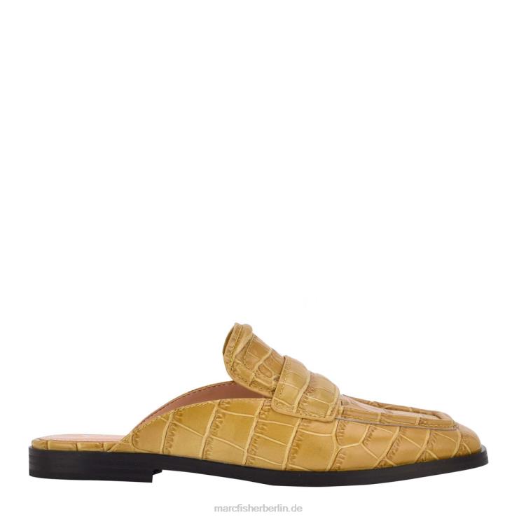de Marc Fisher Frauen Flyta Loafer-Mules Hellbraunes Leder mit Krokoprägung 868L8508