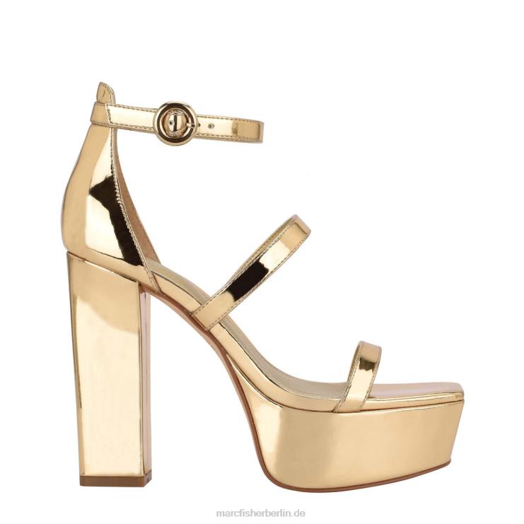de Marc Fisher Frauen Frita Plateausandale mit Knöchelriemen Goldmetallic-Leder 868L8570