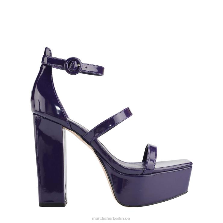 de Marc Fisher Frauen Frita Plateausandale mit Knöchelriemen dunkelviolettes Lackleder 868L8587