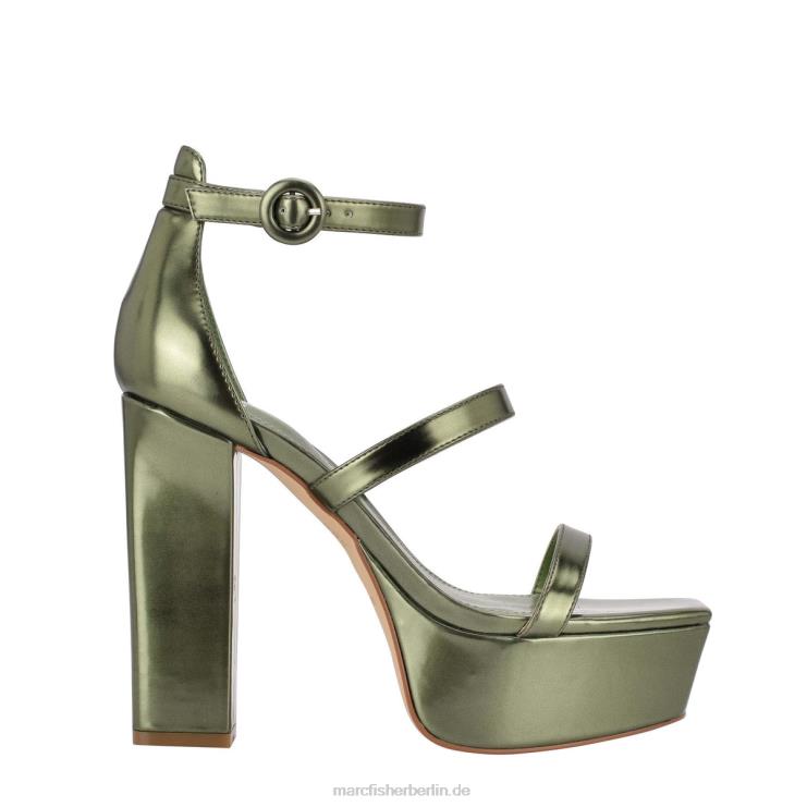 de Marc Fisher Frauen Frita Plateausandale mit Knöchelriemen grünes Metallic-Leder 868L8588