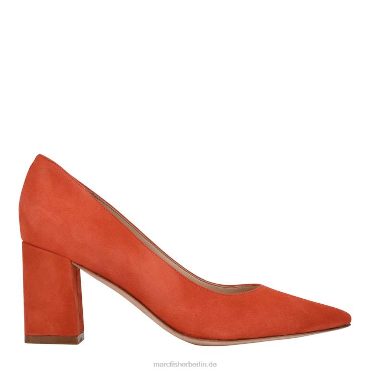 de Marc Fisher Frauen Zala-Pumps mit Blockabsatz und spitzer Zehenpartie gebranntes orangefarbenes Wildleder 868L8687