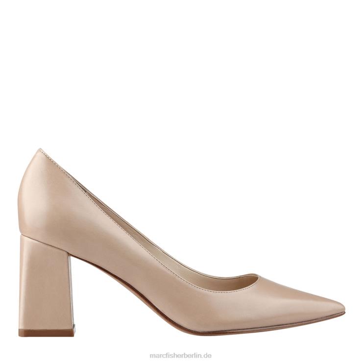 de Marc Fisher Frauen Zala-Pumps mit Blockabsatz und spitzer Zehenpartie helles Naturleder 868L8609