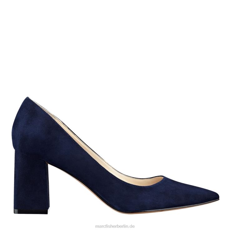 de Marc Fisher Frauen Zala-Pumps mit Blockabsatz und spitzer Zehenpartie marineblaues Wildleder 868L8622