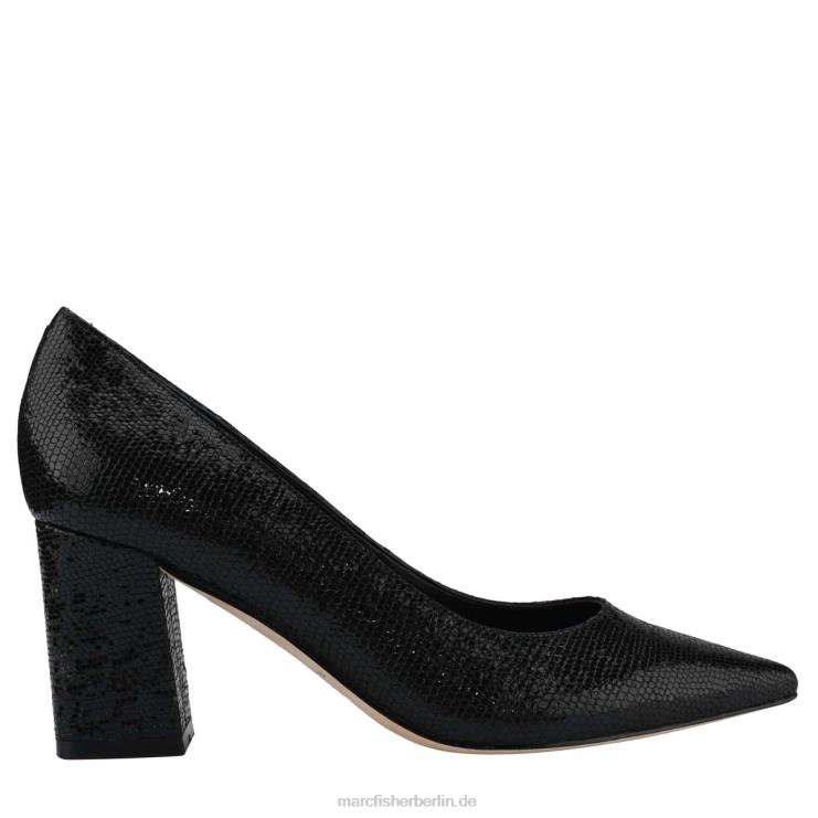 de Marc Fisher Frauen Zala-Pumps mit Blockabsatz und spitzer Zehenpartie schwarzer Schlangendruck 868L8688