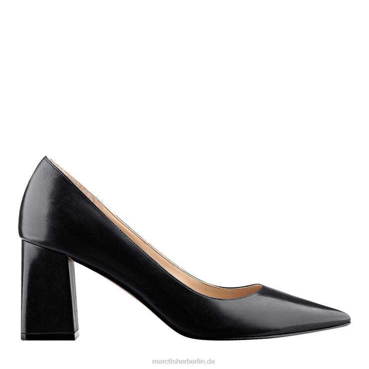 de Marc Fisher Frauen Zala-Pumps mit Blockabsatz und spitzer Zehenpartie schwarzes Leder 868L8617
