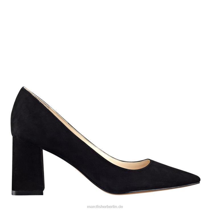 de Marc Fisher Frauen Zala-Pumps mit Blockabsatz und spitzer Zehenpartie schwarzes Wildleder 868L8621