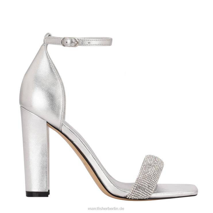 de Marc Fisher Frauen Angelo-Sandale mit Knöchelriemen und Absatz Silber 868L8405