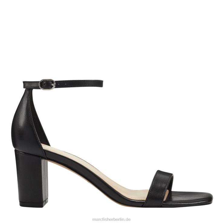de Marc Fisher Frauen Jaron-Sandale mit Knöchelriemen und Absatz schwarzes Leder 868L8371