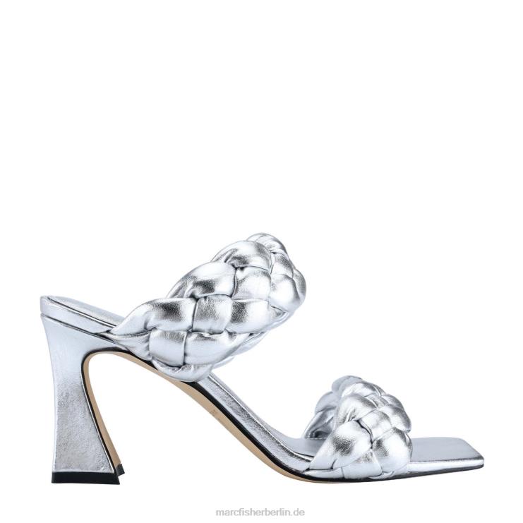 de Marc Fisher Frauen Sandale mit Hammy-Absatz silbernes Metallic-Leder 868L8533