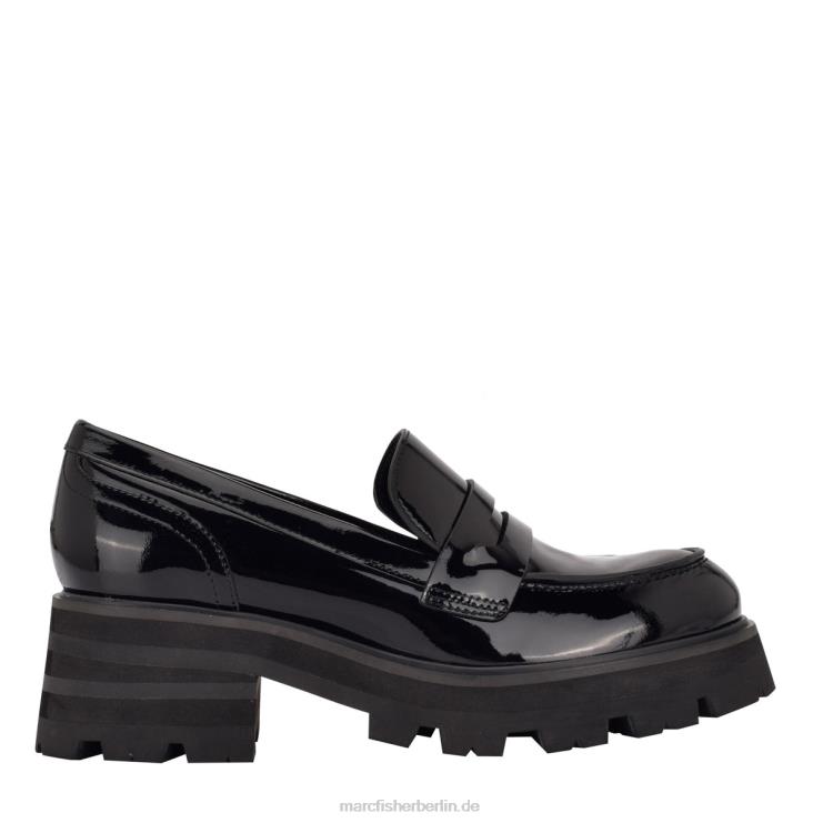 de Marc Fisher Frauen Loafer mit Latika-Stollensohle schwarzes Lackleder 868L8425