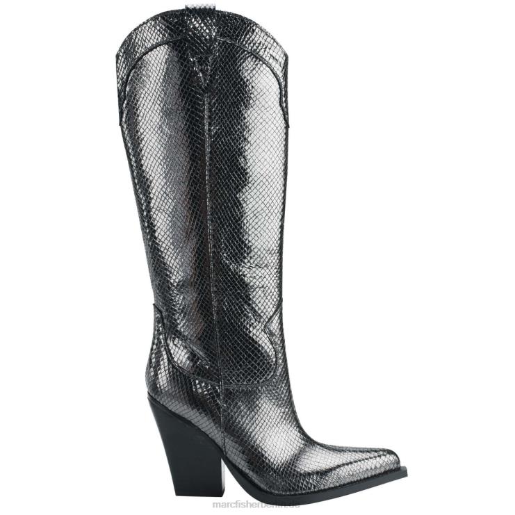 de Marc Fisher Frauen Nalita Westernstiefel dunkelgraue Lederschlange 868L8161