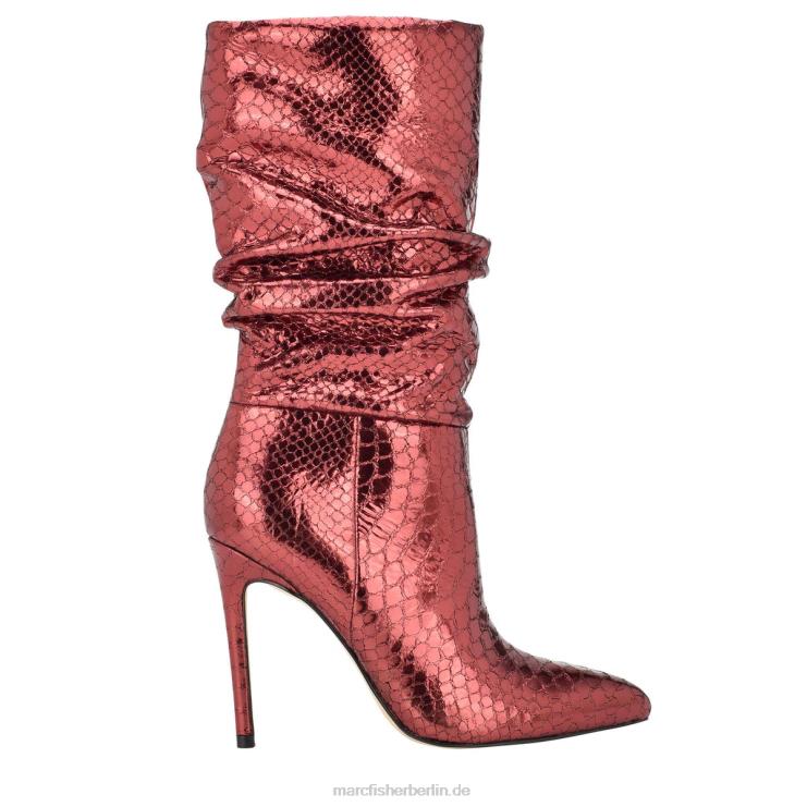 de Marc Fisher Frauen Romy-Stiefel mit Absatz rotes Schlangen-Wildleder 868L8179