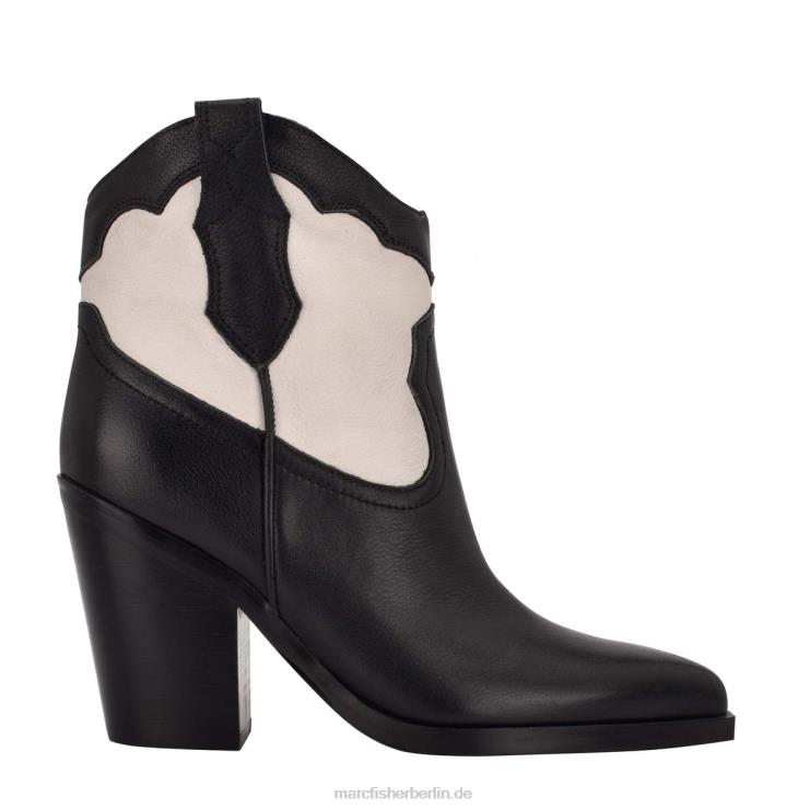 de Marc Fisher Frauen Gona Western Bootie Schwarzes/schickes cremefarbenes Leder 868L8120