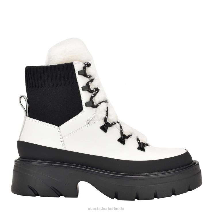 de Marc Fisher Frauen Izuma-Stiefel mit Stollensohle schickes cremefarbenes/schwarzes Leder 868L850