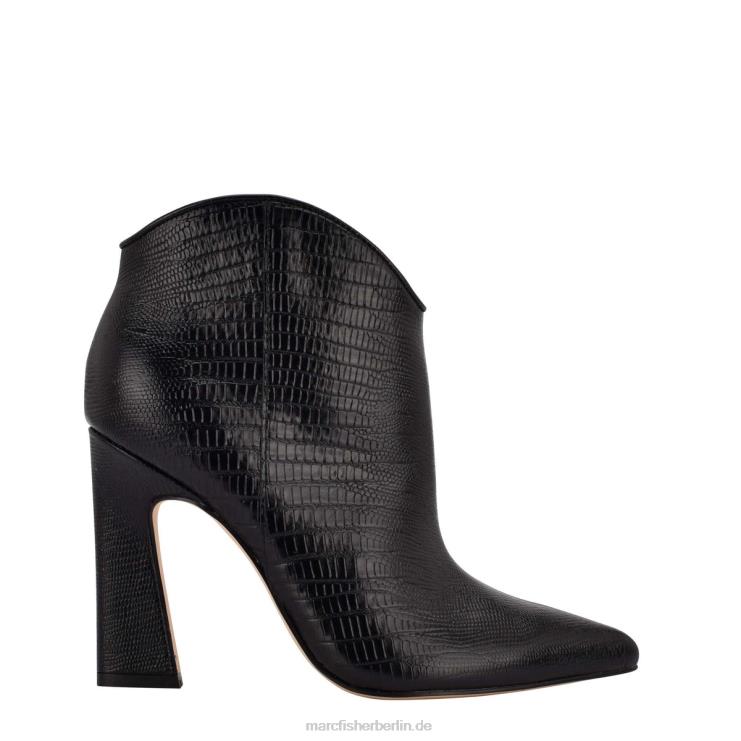 de Marc Fisher Frauen Masina-Stiefeletten schwarzes Leder mit Krokoprägung 868L8111