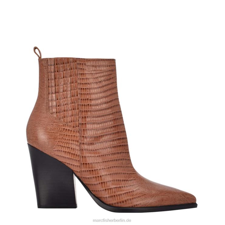 de Marc Fisher Frauen Westernstiefelette mit Mariel-Absatz braunes Leder mit Krokoprägung 868L832