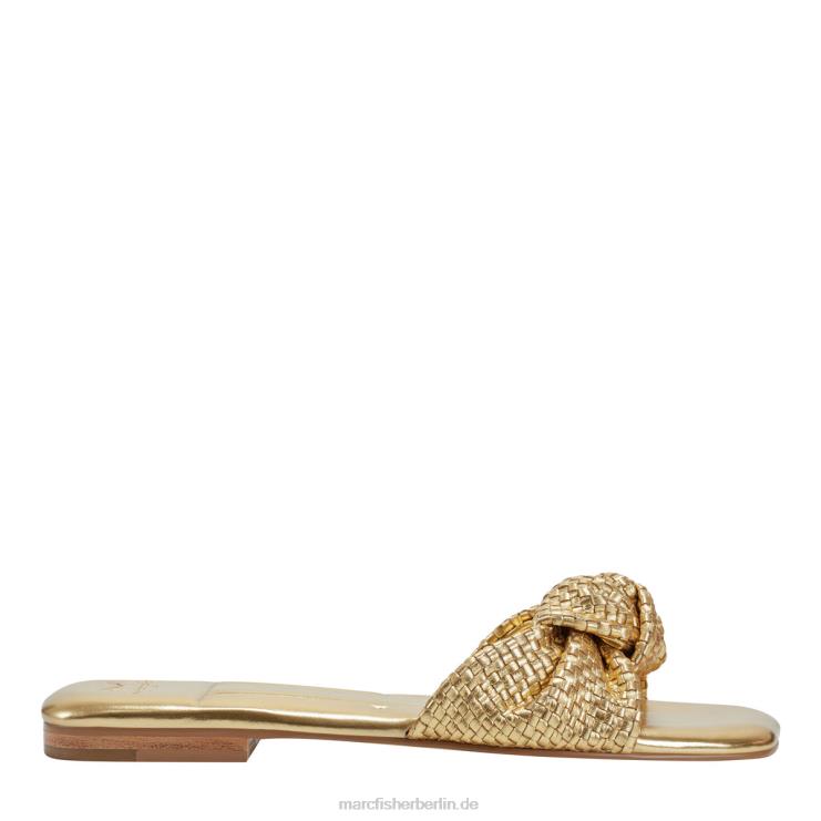 de Marc Fisher Frauen Flache Marlon-Slide-Sandale Goldmetallic-Leder 868L8287