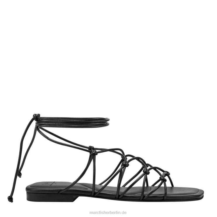 de Marc Fisher Frauen Monnie, flache Sandale mit Knöchelwickel Schwarz 868L8271